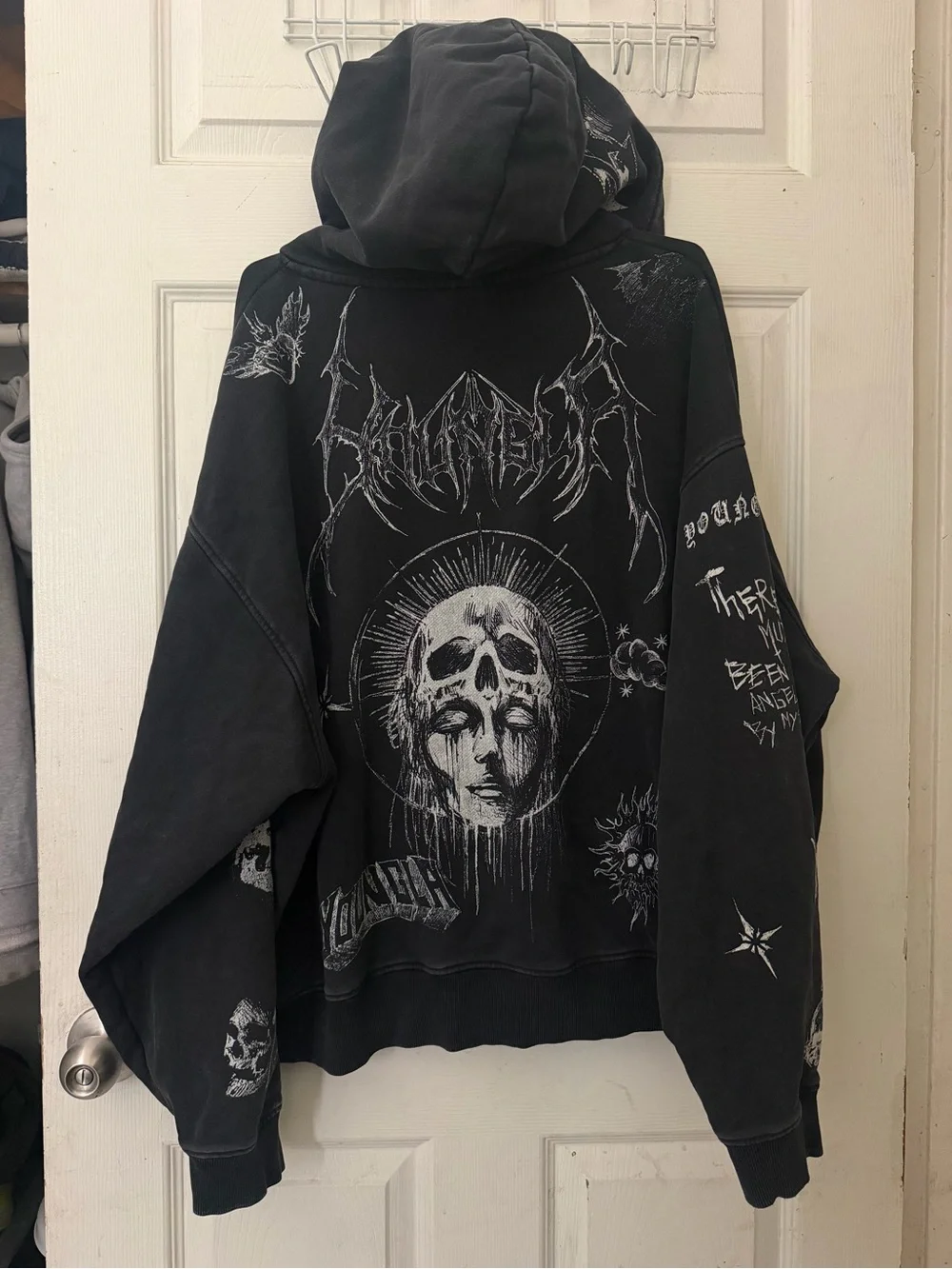 Black YoungLA “Villain” AOP Zip Up Hoodie Size Large